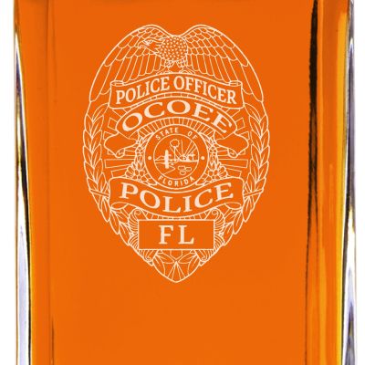 Custom Engraved - Police Badges - Classic Personalized Whiskey Decanter Set - Ocoee FL Police Badge