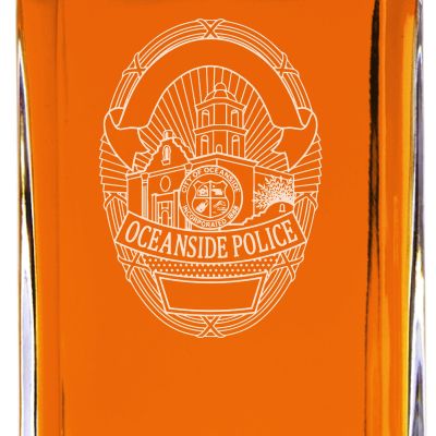 Custom Engraved - Police Badges - Classic Personalized Whiskey Decanter Set - Oceanside CA Police Badge