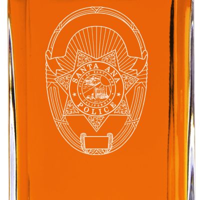 Custom Engraved - Police Badges - Classic Personalized Whiskey Decanter Set - Santa Ana CA Police Badge