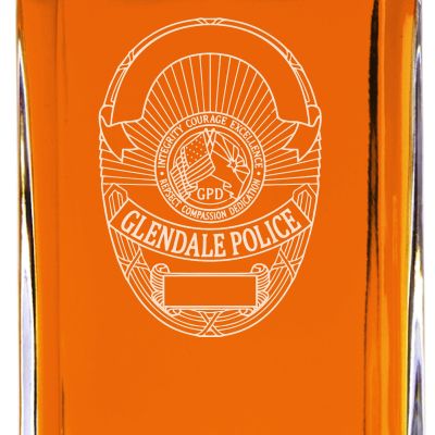 Custom Engraved - Police Badges - Classic Personalized Whiskey Decanter Set - Glendale CA Police Badge