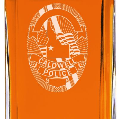 Custom Engraved - Police Badges - Classic Personalized Whiskey Decanter Set - Caldwell ID Police Badge
