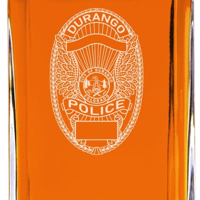 Custom Engraved - Police Badges - Classic Personalized Whiskey Decanter Set - Durango CO Police Badge