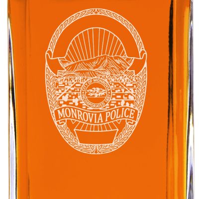 Custom Engraved - Police Badges - Classic Personalized Whiskey Decanter Set - Monrovia CA Police Badge