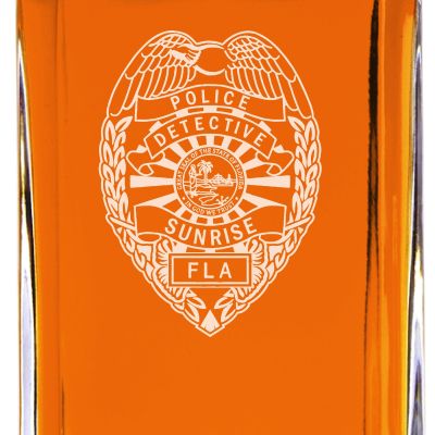 Custom Engraved - Police Badges - Classic Personalized Whiskey Decanter Set - Sunrise FL Detective Police Badge