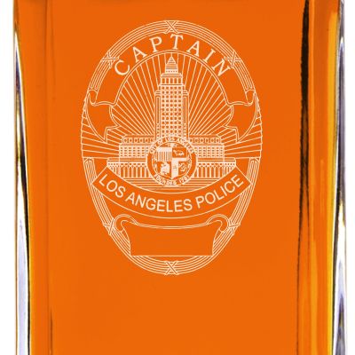 Custom Engraved - Police Badges - Classic Personalized Whiskey Decanter Set - LA Captain Police Badge