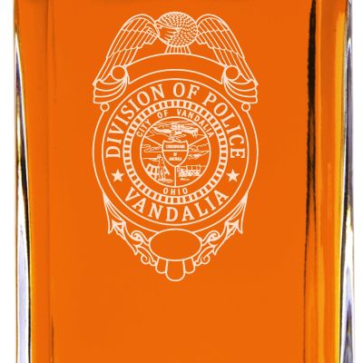 Custom Engraved - Police Badges - Classic Personalized Whiskey Decanter Set - Vandalia OH Police Badge