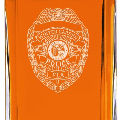 Custom Engraved - Police Badges - Classic Personalized Whiskey Decanter Set - Winter Garden FL Police Badge