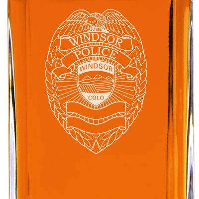 Custom Engraved - Police Badges - Classic Personalized Whiskey Decanter Set - Windsor CO Police Badge