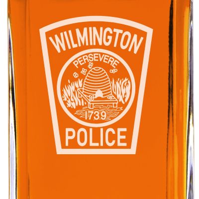 Custom Engraved - Police Badges - Classic Personalized Whiskey Decanter Set - Wilmington Police Patch