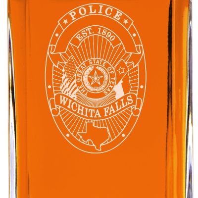 Custom Engraved - Police Badges - Classic Personalized Whiskey Decanter Set - Wichita Falls TX Police Badge