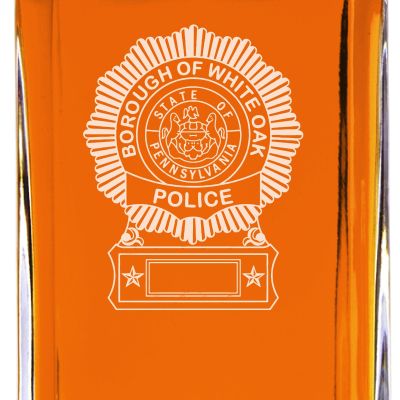 Custom Engraved - Police Badges - Classic Personalized Whiskey Decanter Set - White Oak PA Police Badge