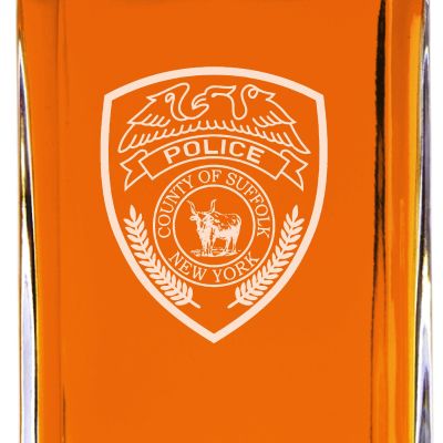 Custom Engraved - Police Badges - Classic Personalized Whiskey Decanter Set - County of Suffolk NY Police Patch