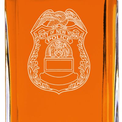 Custom Engraved - Police Badges - Classic Personalized Whiskey Decanter Set - City of New York Police Badge