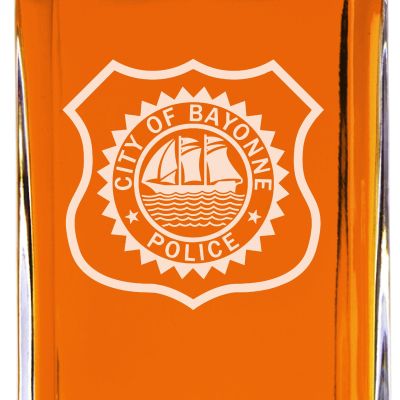 Custom Engraved - Police Badges - Classic Personalized Whiskey Decanter Set - City of Bayonne NJ Patch