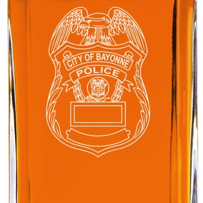 Custom Engraved - Police Badges - Classic Personalized Whiskey Decanter Set - City of Bayonne NJ Police Badge