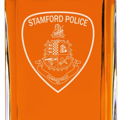 Custom Engraved - Police Badges - Classic Personalized Whiskey Decanter Set - Stamford CT Police Patch