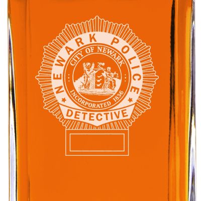 Custom Engraved - Police Badges - Classic Personalized Whiskey Decanter Set - Newark NJ Police Detective Badge
