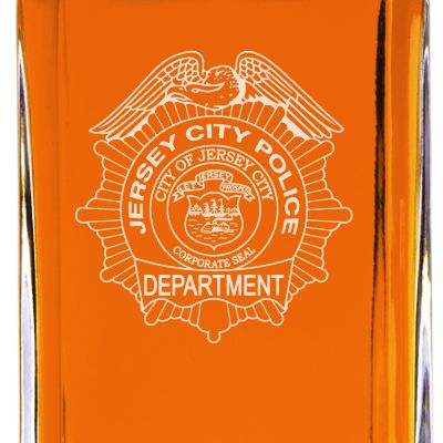 Custom Engraved - Police Badges - Classic Personalized Whiskey Decanter Set - Jersey City Police Badge