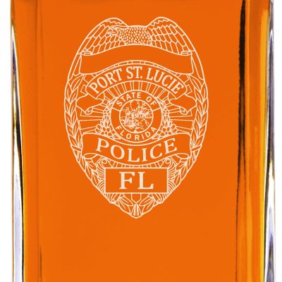 Custom Engraved - Police Badges - Classic Personalized Whiskey Decanter Set - Port St. Lucie Police Badge