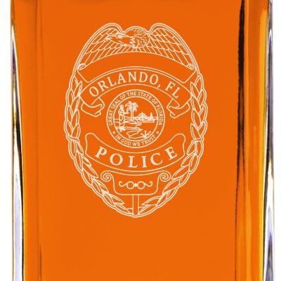 Custom Engraved - Police Badges - Classic Personalized Whiskey Decanter Set - Orlando FL Police Badge