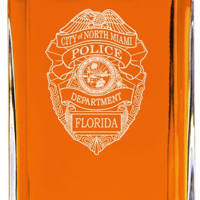 Custom Engraved - Police Badges - Classic Personalized Whiskey Decanter Set - North Miami Police Badge