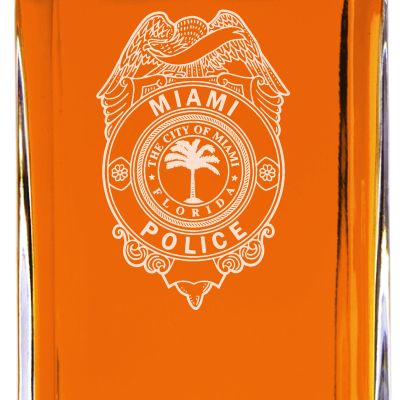 Custom Engraved - Police Badges - Classic Personalized Whiskey Decanter Set - Miami Police Badge