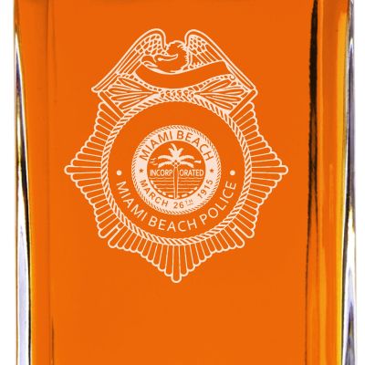 Custom Engraved - Police Badges - Classic Personalized Whiskey Decanter Set - Miami Beach Police Badge