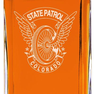 Custom Engraved - Police Badges - Classic Personalized Whiskey Decanter Set - State Patrol Colorado Winged Wheel