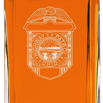 Custom Engraved - Police Badges - Classic Personalized Whiskey Decanter Set - Highway Patrol Ohio Patch