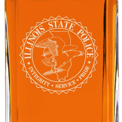 Custom Engraved - Police Badges - Classic Personalized Whiskey Decanter Set - Illinois State Police Patch