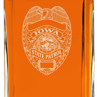 Custom Engraved - Police Badges - Classic Personalized Whiskey Decanter Set - Iowa State Patrol Badge