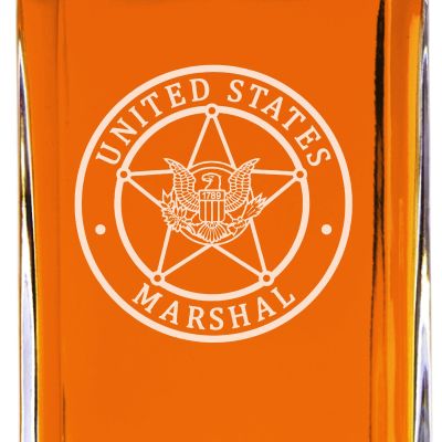 Custom Engraved - Police Badges - Classic Personalized Whiskey Decanter Set - United States Marshal Badge