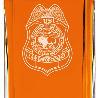 Custom Engraved - Police Badges - Classic Personalized Whiskey Decanter Set - Dept of Interior Bureau of Land Management Badge