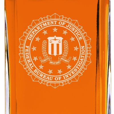 Custom Engraved - Police Badges - Classic Personalized Whiskey Decanter Set - FBI Patch