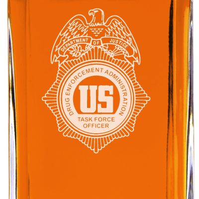 Custom Engraved - Police Badges - Classic Personalized Whiskey Decanter Set - US DEA Task Force Officer Badge