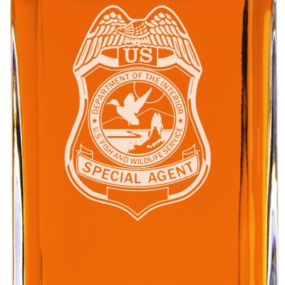 Custom Engraved - Police Badges - Classic Personalized Whiskey Decanter Set - Dept of Interior US Fish and Wildlife Service