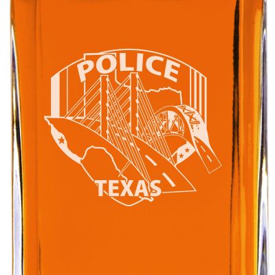 Custom Engraved - Police Badges - Classic Personalized Whiskey Decanter Set - Police Texas State Badge