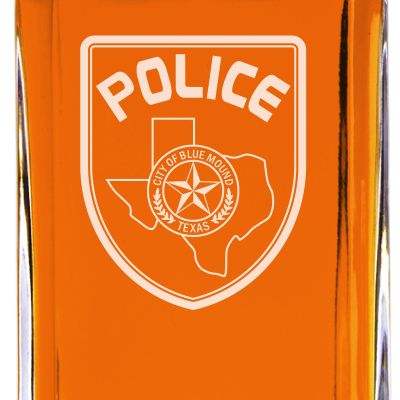 Custom Engraved - Police Badges - Classic Personalized Whiskey Decanter Set - City of Blue Mound TX Police Badge