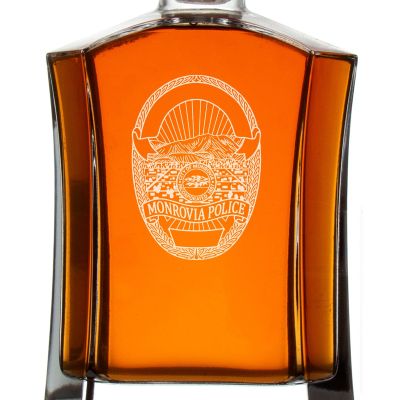 Custom Engraved Police Badges  - Custom Crown Decanter Set - Monrovia CA Police Badge