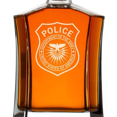 Custom Engraved Police Badges  - Custom Crown Decanter Set - Dept. of the Army Police Badge