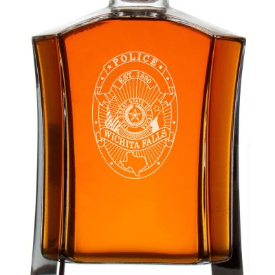 Custom Engraved Police Badges  - Custom Crown Decanter Set - Wichita Falls TX Police Badge