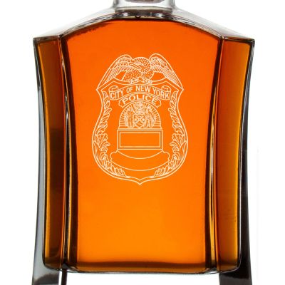 Custom Engraved Police Badges  - Custom Crown Decanter Set - City of New York Police Badge