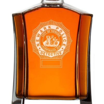 Custom Engraved Police Badges  - Custom Crown Decanter Set - Newark NJ Police Detective Badge