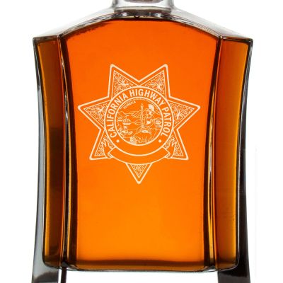 Custom Engraved Police Badges  - Custom Crown Decanter Set - California Highway Patrol Badge