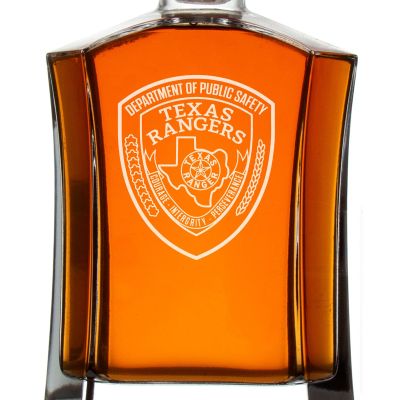 Custom Engraved Police Badges  - Custom Crown Decanter Set - Dept of Public Safety Texas Rangers Patch