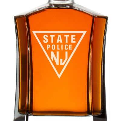 Custom Engraved Police Badges  - Custom Crown Decanter Set - New Jersey State Police Patch
