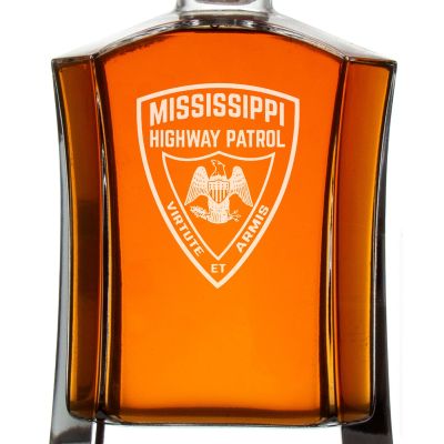Custom Engraved Police Badges  - Custom Crown Decanter Set - Mississippi Highway Patrol Patch