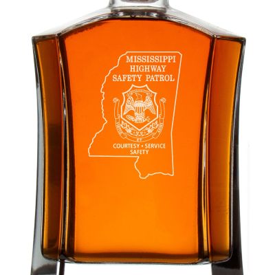 Custom Engraved Police Badges  - Custom Crown Decanter Set - Mississippi Highway Safety Patrol Patch