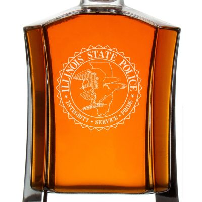 Custom Engraved Police Badges  - Custom Crown Decanter Set - Illinois State Police Patch
