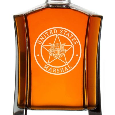 Custom Engraved Police Badges  - Custom Crown Decanter Set - United States Marshal Badge